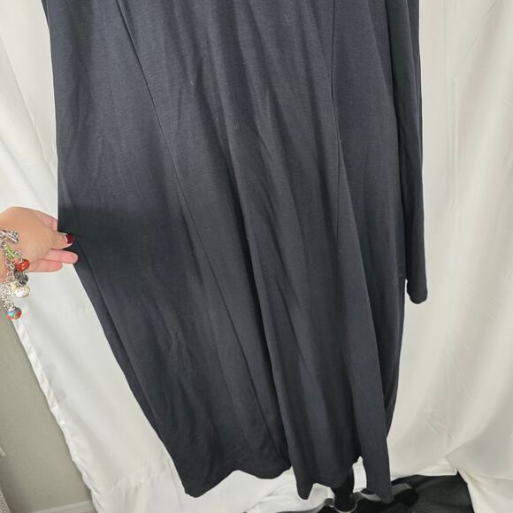 Lane Bryant Black Lace Up Long Sleeve Midi Dress Women’s Size 26 Plus Stretch - Picture 4 of 9